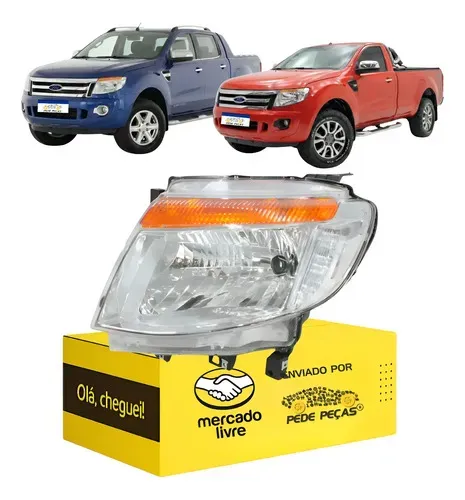 Farol Ford Ranger 2013 2014 2015 2016 Cromado Manual Le Esquerdo/motorista