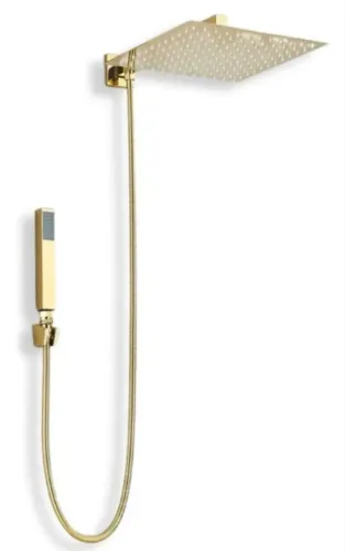 Chuveiro dourado 30x30 a gás
