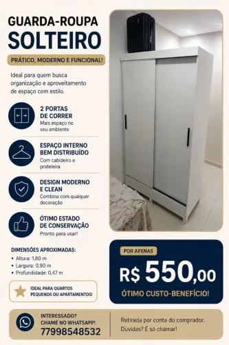 Vende-se guarda roupa de solteiro