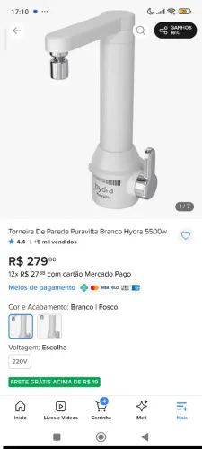 2 torneiras Elétricas - Estado de Nova - usdas 4 meses apenas 1 inverno - Cozinha e Banhe