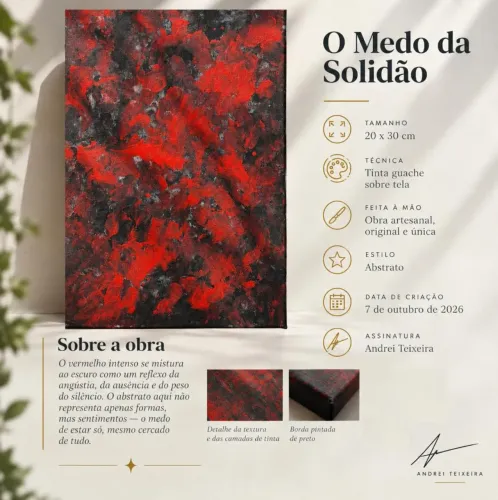 Pintura Abstrata Artesanal Original "O medo da solidão"