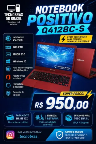 Notebook Positivo com SSD 128GB