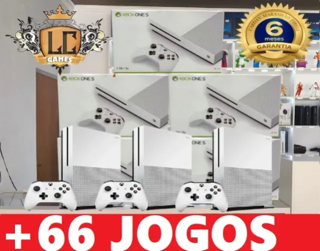 XBOX ONE S 5OOGB COM 65 JOGOS + O6 MESES GARANTIA ( LOJA FISICA )