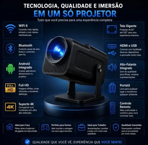Projetor Portatil Mini 5g Wifi 6 Bluetooth 5.0