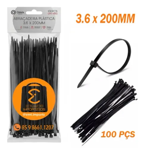 Abraçadeira de Nylon Enforca Gato 3.6x200mm kit 100 Peças OIH-4392