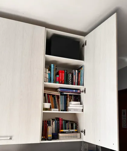 Estante de livros com porta