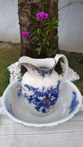 Conjunto Antigo Inglês de Lavabo - Porcelana Fina (Século XIX/XX)