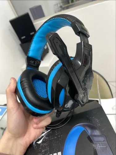 ? Headset Gamer Havit GT-H763 - (Produto Novo!) Preto com detalhes em azul.