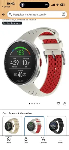 Relogio smartwatch com GPS Polar seminovoPacer Pro