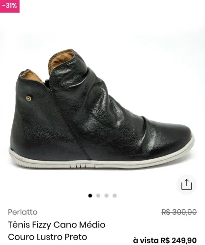 Bota Fizzy Cano Médio Couro Lustro Preto