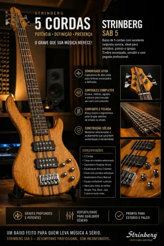 Baixo 5 Cordas Strinberg 