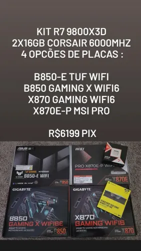 Kit Upgrade 9800x3d + B850 GAMING X WIFI6 + 32GB Corsair