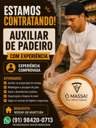 Auxiliar de padeiro com experiência