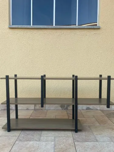 Estante Prateleira Suspensa Retrô Lamina C/ Preto Industrial Cor Lamina Com Preto