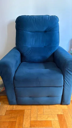 Poltrona Reclinável para Descanso Guaíra Suede Azul