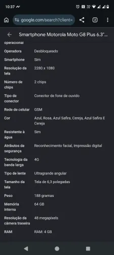 Celular Smartphone Motorola 8g Plus