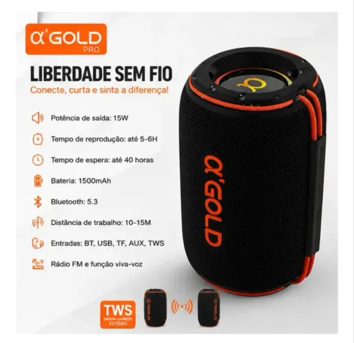 Caixa de som Bluetooth portátil