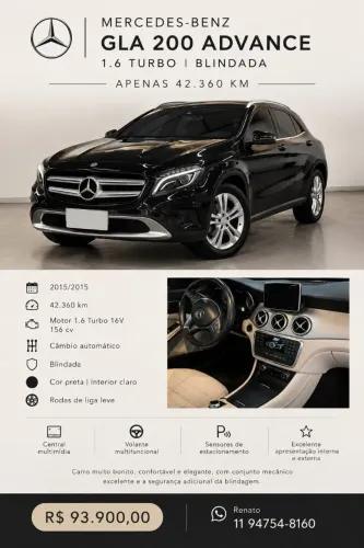 Mercedes-Benz GLA 200 Adv. 1.6/1.6 TB 16V Flex Aut. 2015