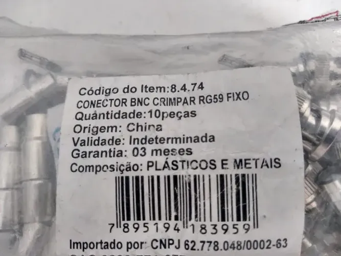 conector bnc crimpar rg59 fixo 10 pçs 