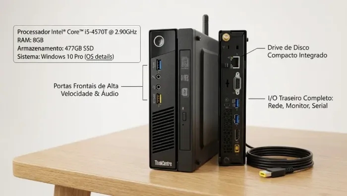Mini PC Lenovo ThinkCentre Core i5 | 8GB RAM | SSD 512GB | Rápido e Compacto