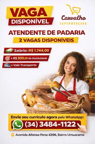 Operadora de caixa e atendente de padaria 