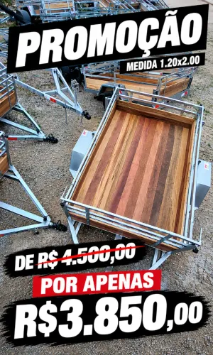 Reboque modelo Fazendinha medida 1.20x2.00 Promoção