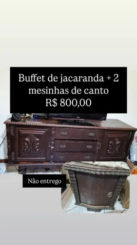Buffet/Aparador/Arca em Jacarandá + 2 mesinhas de canto do mesmo material