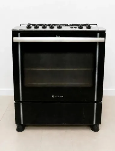 Fogão 5 bocas Atlas New Utop Branco mesa de inox