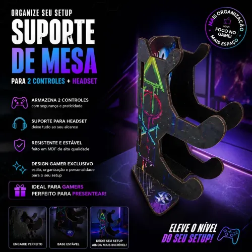 Suporte de mesa para controle e headset