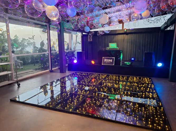 Pista de led paris black 4x4 m festa 15 anos dj