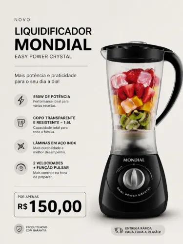 Liquidificador Mondial - Easy power cristal - 550W