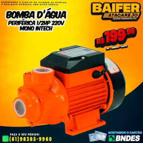 Bomba Dágua 1/2Hp Periférica Moto Bomba Intech