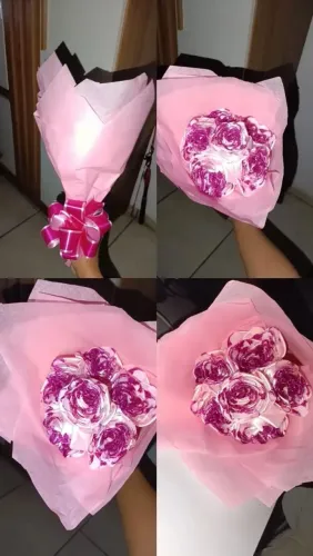 Vende-se buquê de cetim rosa e glitter
