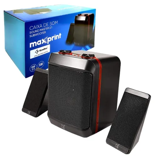Caixa Som Pc Computador Sound Master 2.1 Subwoofer Maxprint 