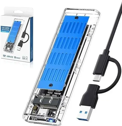 Case Externo Para Ssd M2 Nvme PCIe 10Gbps USB-C/USB 3.1 Conector Duplo M Key/B+M Key Plug 