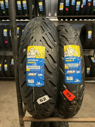 Par de Pneu Michelin Road 6 180/55-17 e 120/70-17 Hornet/Tracer/MT 07 09/Cbr600/Xj6
