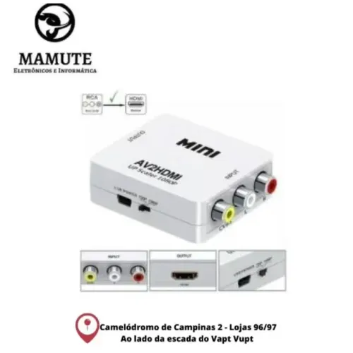 Conversor Áudio E Vídeo Rca Para Hdmi Av x hdmi / Temos todos os outros tb