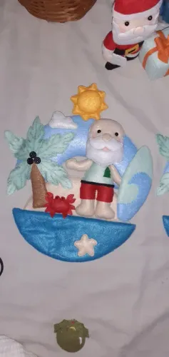 Enfeite de porta Noel tropical em feltro