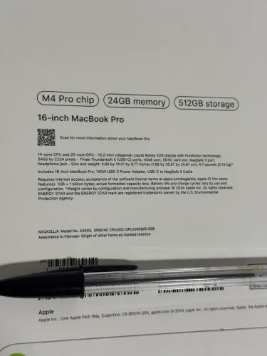 MacBook Pro 16 M4 Pro 24gb 512gb A3403 Cx Lacrada