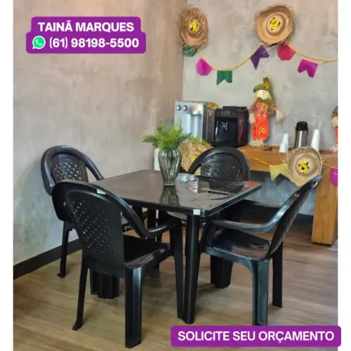 JOGO DE MESA 90X90 E CADEIRAS DE PLÁSTICO - 152KG (DIRETO DA FÁBRICA)