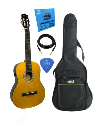 KIT-VIOLAO ELETRO-ACUSTICO + Capa Violão Luxo MXT + CABO + CORDA AÇO 