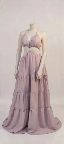 Vestido Rosa Longo