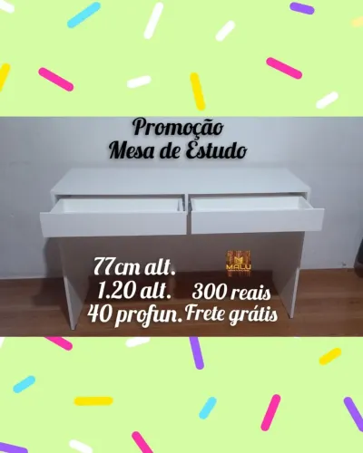 Mesa de Estudo Branca com 2 Gavetas em Promoção
