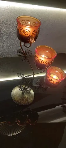 Castiçal de Metal com 3 Velas