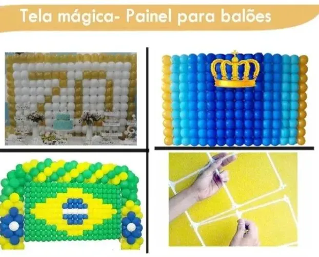 Tela mágica painel porta balões quadrado 110 peças