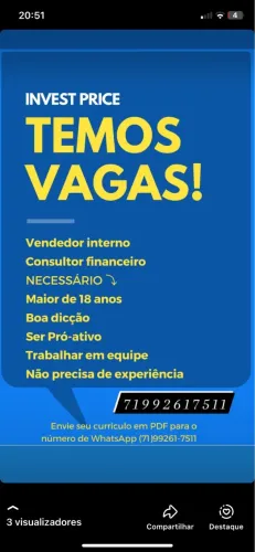 VAGAS PARA CONSULTOR 