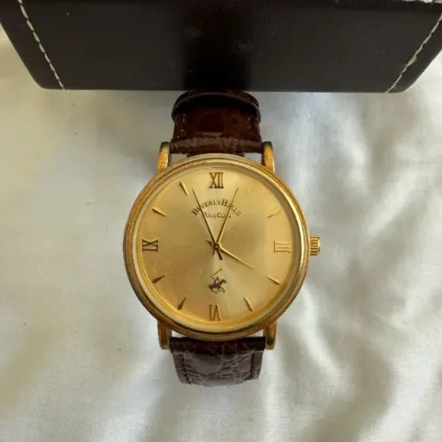 Relógio Beverly Hills Polo Club Original Importado Marrom Dourado Dourado