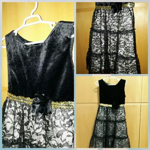 Vestido de festa infantil preto com renda