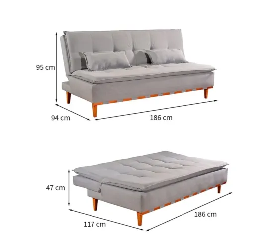 Sofá cama Nice 1,86 largura no linho