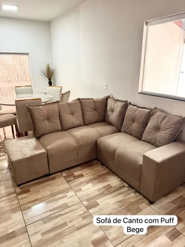 Sofá de canto com puff novo $770 entrega grátis